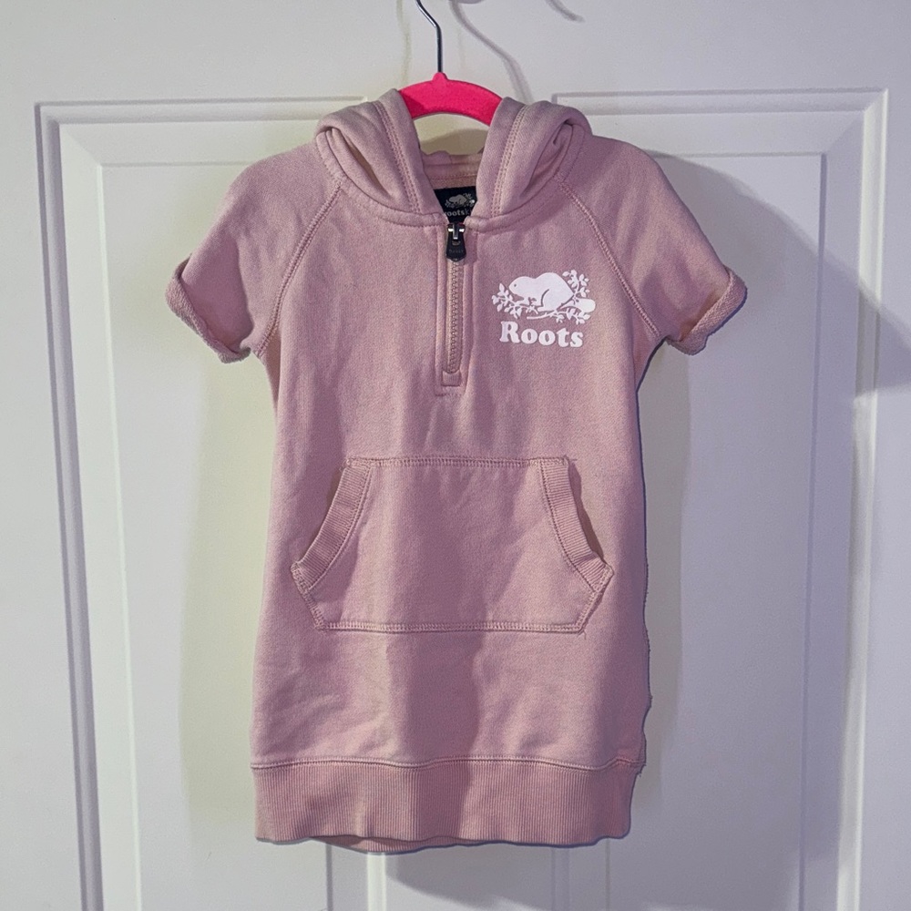 Roots Light Pink Toddler Hoodie Dress- 2T